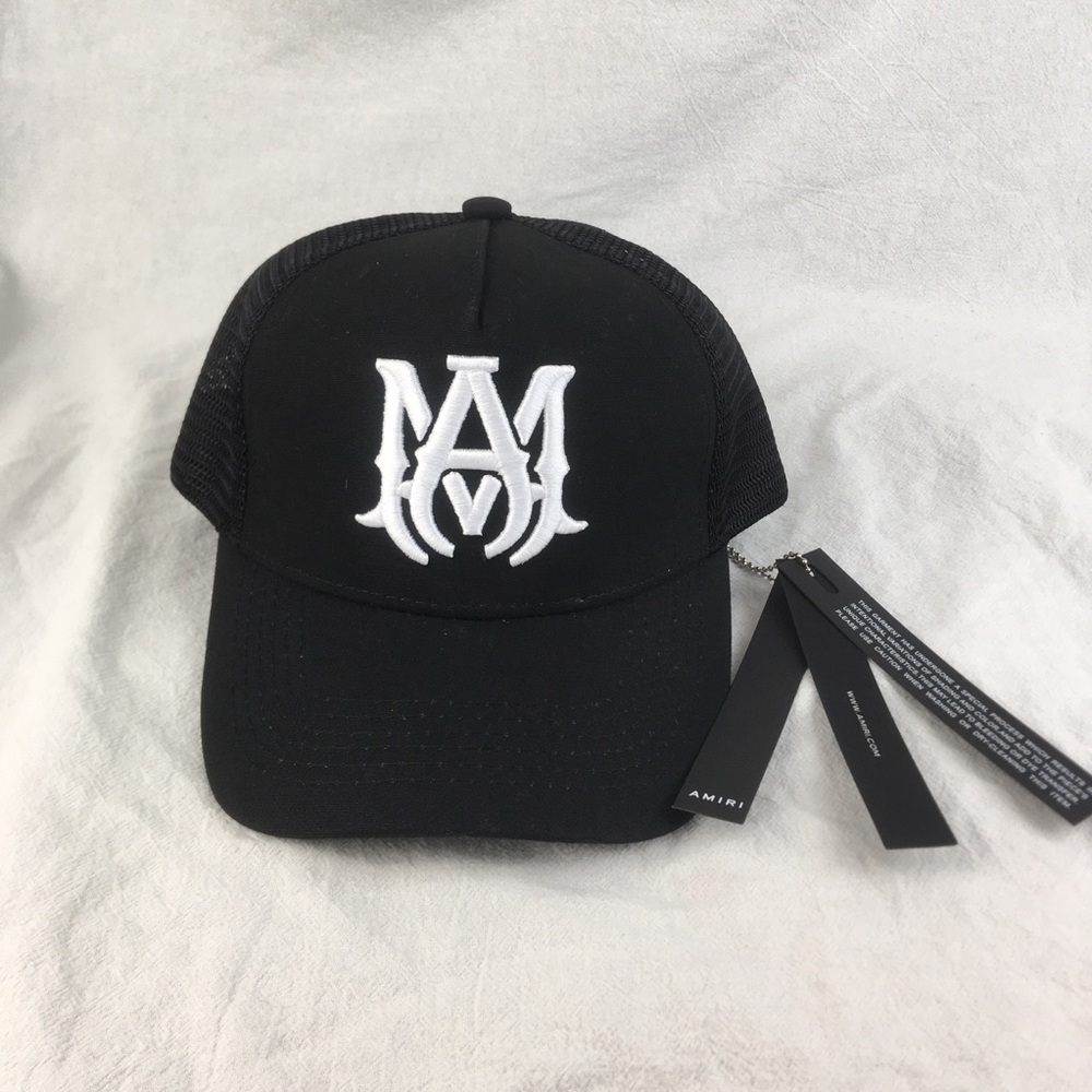 AMIRI MA Logo Trucker Hat Black